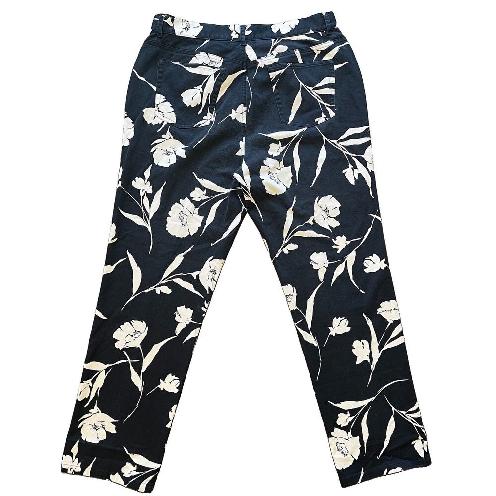 Lauren Ralph Lauren Vintage Pants Women 10 Navy Blue Floral Straight High Rise - Picture 2 of 9